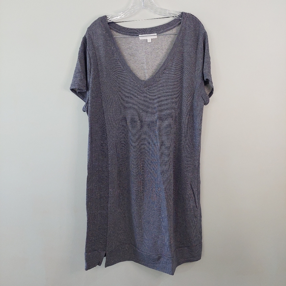 Adyson Parker dress 3X shirt dress blue v-neck short sleeve stretchy comfortable